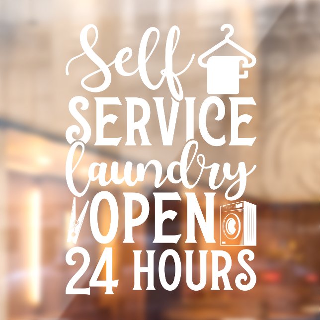 Vinilos Para Cristales Self Service Laundry Open 24 Hours (Hoja 2)