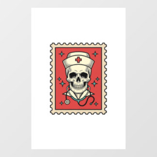 Vinilos Para Cristales Sello divertido de enfermera calavera retro_1