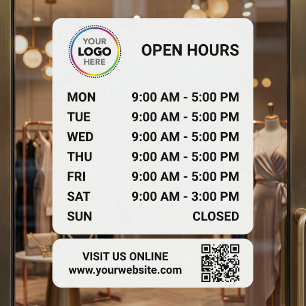 Vinilos Para Cristales Señalización de Horarios de Apertura de Tienda con