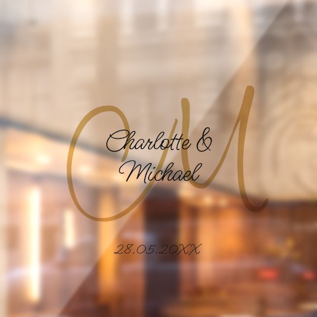 Vinilos Para Cristales Sencillo, elegante, monograma boda (Hoja 2)