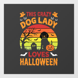 Vinilos Para Cristales Señora Perro Loco Ama Diseño Antiguo de Halloween