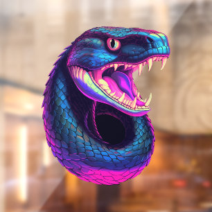 Vinilos Para Cristales Serpiente Cobra en estilo estético vaporwave
