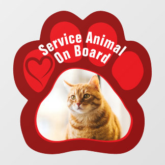 Vinilos Para Cristales Service Animal On Board Paw Print Photo Cat
