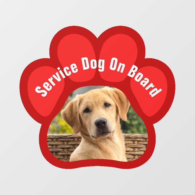 Vinilos Para Cristales Service Dog On Board Paw Print Photo Red (Hoja)