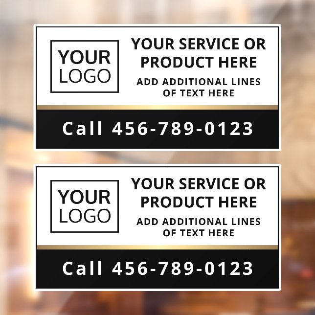 Vinilos Para Cristales Servicio de negocios en blanco y negro con logotip (Hoja 2)