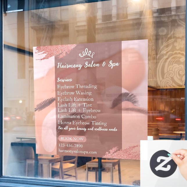 Vinilos Para Cristales Servicios personalizados de pestañas y extensiones (Ventana de cafetería)