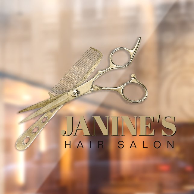 Vinilos Para Cristales Shears y Comb Hair Salon Gold ID814 (Hoja 2)