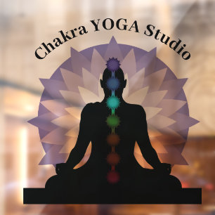 Vinilos Para Cristales Siete Chakras de Yoga Pose Ventana Cling
