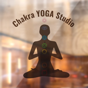 Vinilos Para Cristales Siete Chakras de Yoga Pose Ventana Cling