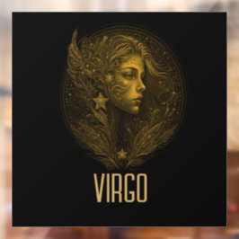 Vinilos Para Cristales Signo zodiaco clásico de Virgo Dorado negro