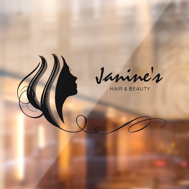 Vinilos Para Cristales Silhouette de belleza y pelo negro ID873 Ventana d (Hoja 2)