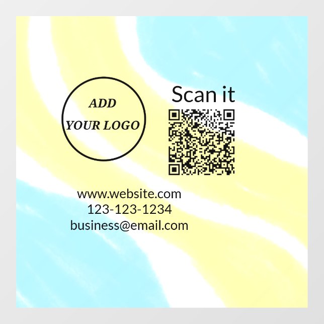 Vinilos Para Cristales Simple código QR minimal agregar logo escanear nom (Hoja)