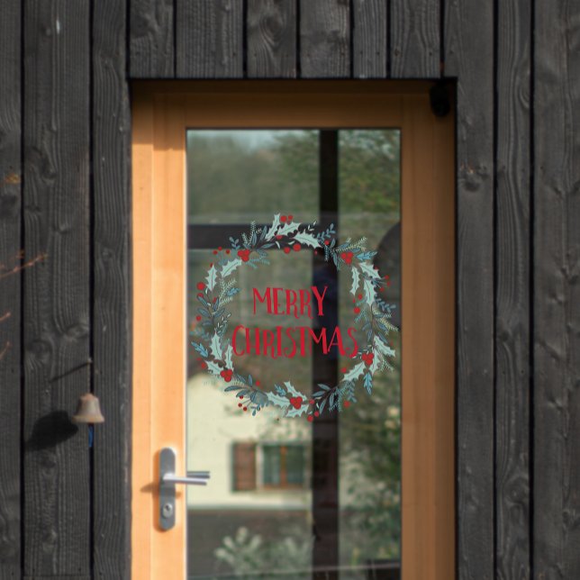 Vinilos Para Cristales Simple Merry Christmas Flower Wreath Shop (Simple Merry Christmas Flower Wreath Door Window Cling)