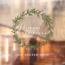 Simple Merry Christmas Pine Berries Green Wreath