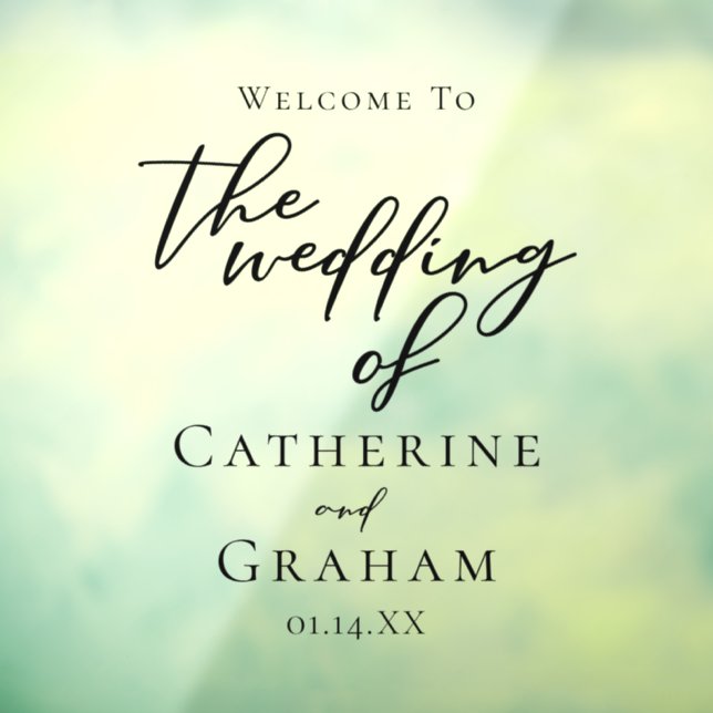 Vinilos Para Cristales Simple tipografía negra bienvenida Boda formal (Hoja 3)