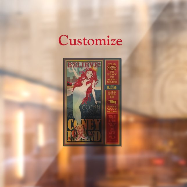 Vinilos Para Cristales sirena de la isla del coney rojo Thunder_Cove (Hoja 2)