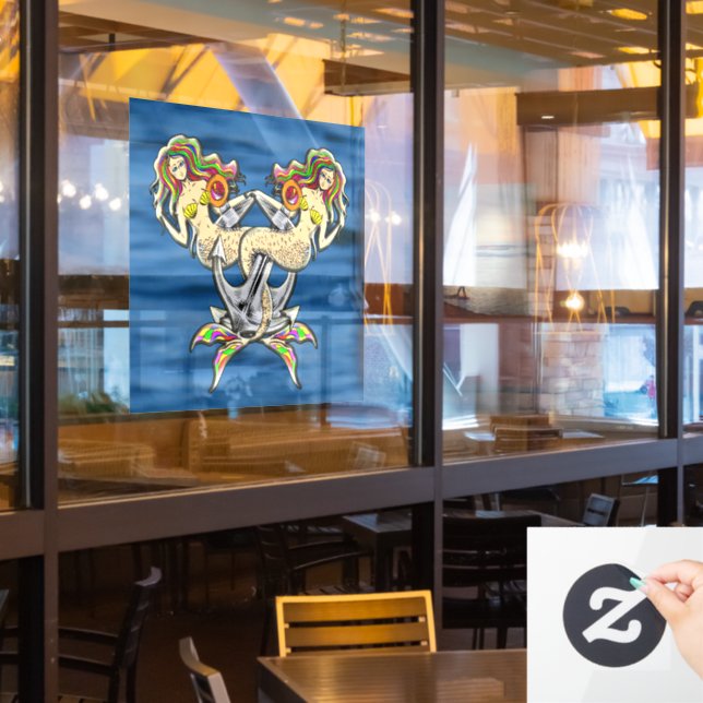 Vinilos Para Cristales Sirenas aferradas - Diseño Náutico para los amante (ventana del restaurante)