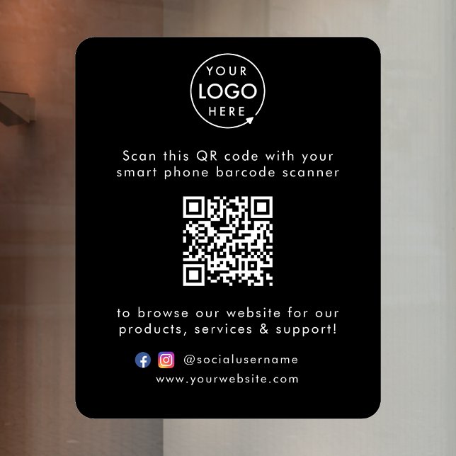 Vinilos Para Cristales Sitio web de negocios | Código QR Negro moderno y  (Subido por el creador)