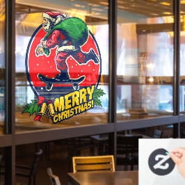 Vinilos Para Cristales Skateboard Shop Santa Claus Skateboarder Decor