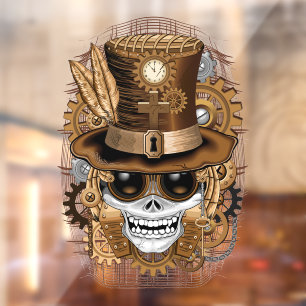 Vinilos Para Cristales Skull Steampunk Voodoo Retro Machine