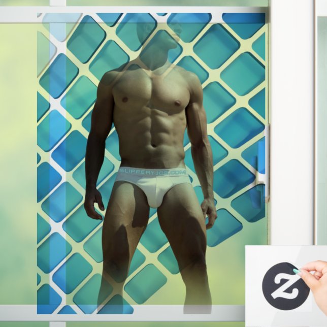 Vinilos Para Cristales SlipperyJoe hombre muscular seis empates abs macho (Hogar)