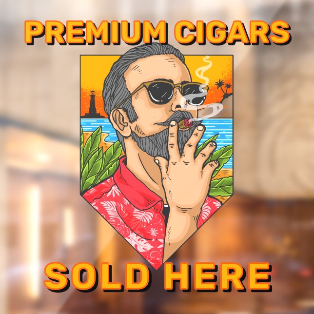 Vinilos Para Cristales Smoke Shop Premium Cigars Sold Here Advert (Hoja 2)
