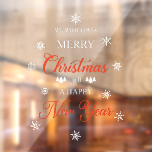Vinilos Para Cristales Snflakes Red Merry Christmas Window Cling