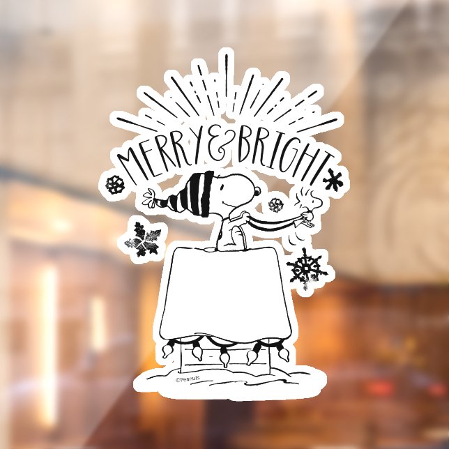 Vinilos Para Cristales Snoopy and Woodstock - Merry & Bright (Hoja 2)