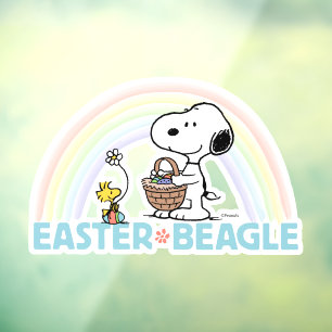 Vinilos Para Cristales Snoopy & Woodstock - Beagle de Pascua