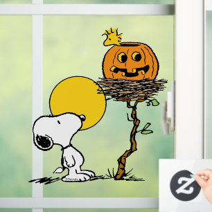 Vinilos Para Cristales Snoopy & Woodstock Nest con Jack O' Lantern