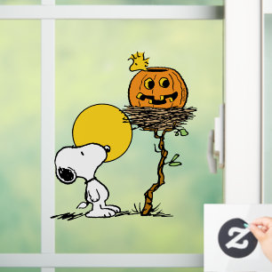 Vinilos Para Cristales Snoopy & Woodstock Nest con Jack O' Lantern