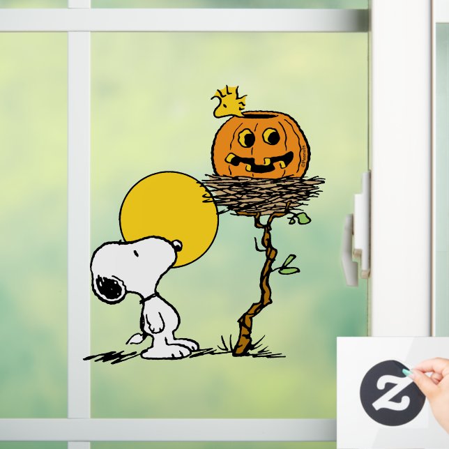 Vinilos Para Cristales Snoopy & Woodstock Nest con Jack O' Lantern (Hogar)