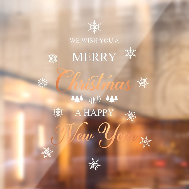 Vinilos Para Cristales Snowflakes Copper Merry Christmas Window Cling (Hoja 2)