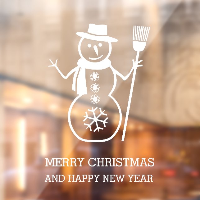 Vinilos Para Cristales Snowman blanco y copos de nieve (Hoja 2)