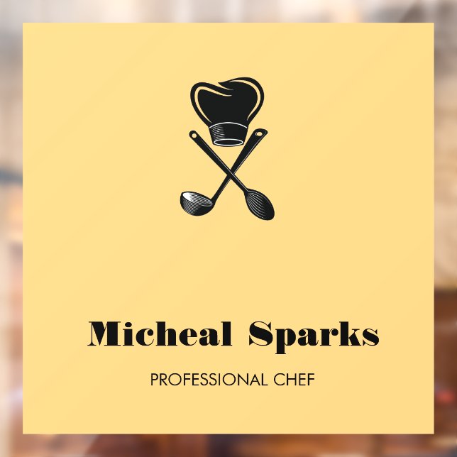 Vinilos Para Cristales Sombrero de chef y silueta de cucharas beige (Hoja 2)