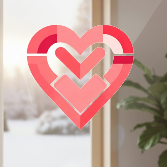 Vinilos Para Cristales Sonido de ventana de corazón rosado (Pink Heart Window Cling)