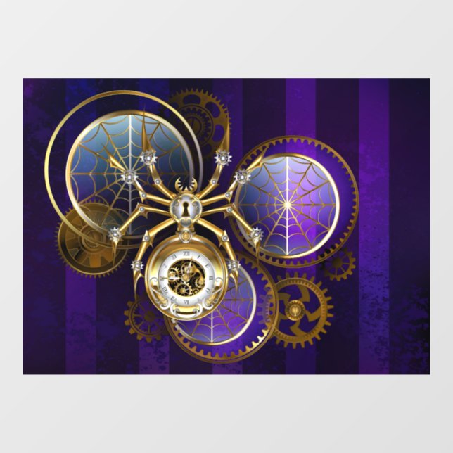 Vinilos Para Cristales Spider Steampunk sobre fondo morado (Hoja)