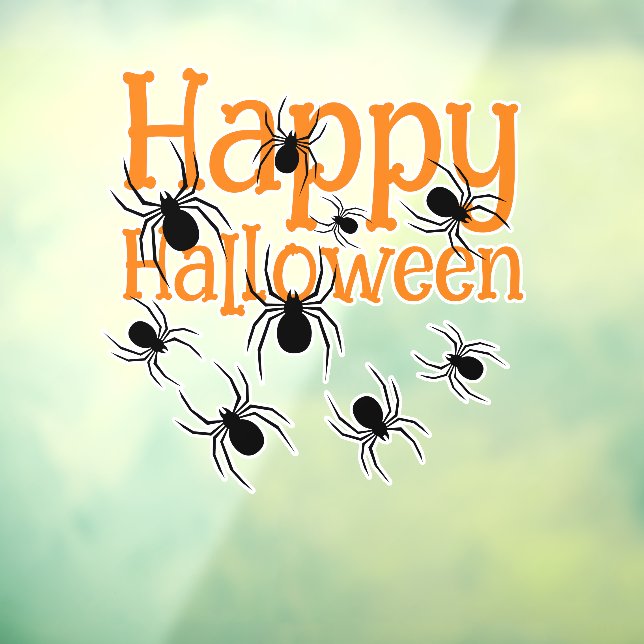 Vinilos Para Cristales Spiders Happy Halloween Black and Naranja (Hoja 3)