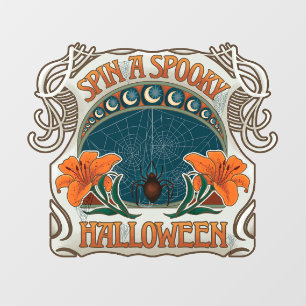 Vinilos Para Cristales Spiders & Lilies Spooky Halloween Vintage