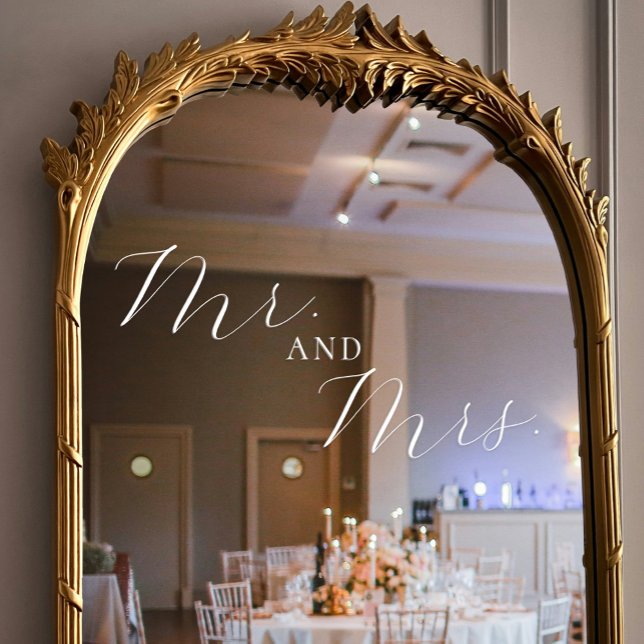 Vinilos Para Cristales Sr. y Sra. Elegant Script Boda (Mr. and Mrs. Elegant Script Wedding Window Cling)
