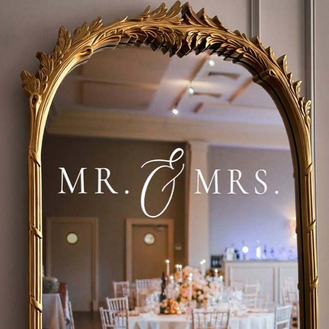 Vinilos Para Cristales Sr. y Sra. Stylish Serif Script Boda (Mr. and Mrs. Stylish Serif Script Wedding Window Cling)