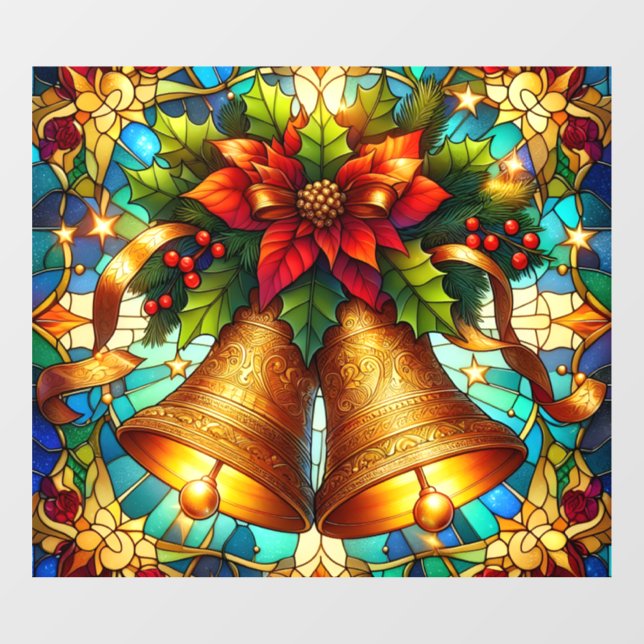 Vinilos Para Cristales Stained Glass Christmas Bells Window Cling (Hoja)