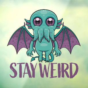 Vinilos Para Cristales Stay Weird Cute Cthulhu Monstruo
