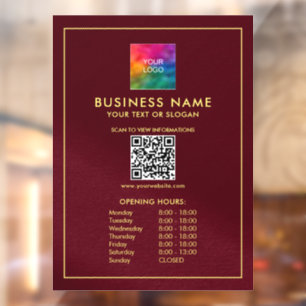 Vinilos Para Cristales Sube tu código QR de plantilla de horario de apert