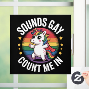 Vinilos Para Cristales Suena Gay Cuéntame Unicornio Arcoíris Orgullo LGBT