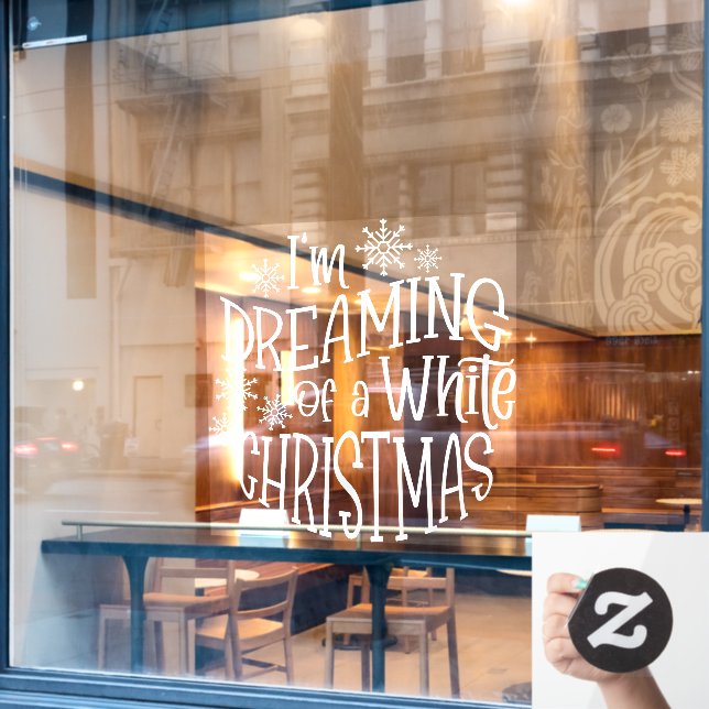Vinilos Para Cristales Sueño con un copo de nieve de Navidades blancos (Ventana de cafetería)