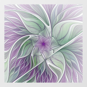 Vinilos Para Cristales Sueño de flores, abstracto arte fractal verde púrp