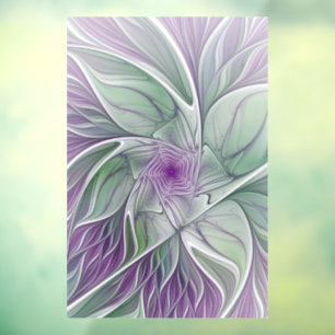 Vinilos Para Cristales Sueño de flores, abstracto arte fractal verde púrp