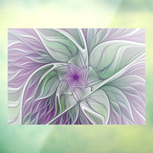 Vinilos Para Cristales Sueño de flores, abstracto arte fractal verde púrp