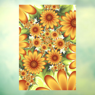 Vinilos Para Cristales Sueño floral, arte fractal de flores abstractas mo
